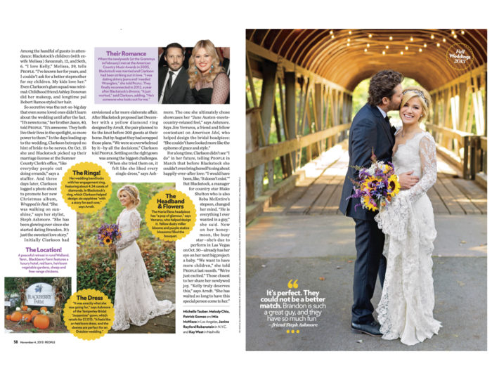 Kelly Clarkston Wedding, Featured in People Magazine, Blackberry Farms