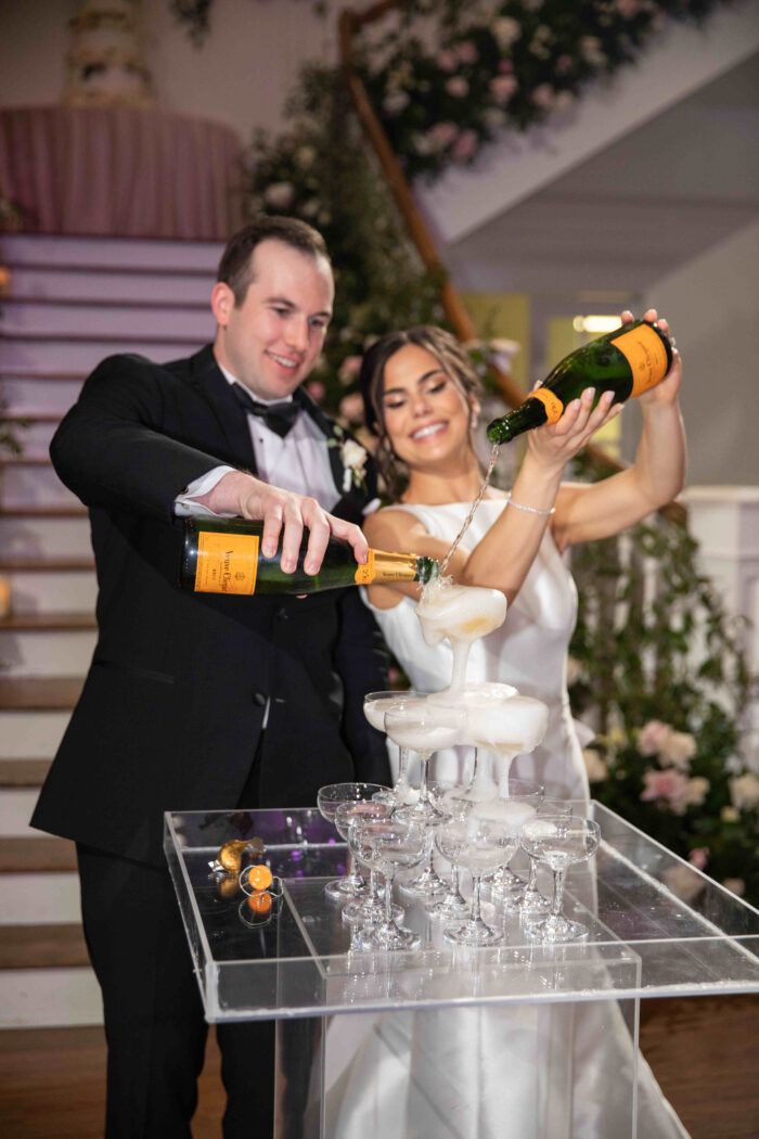 Bride and Groom Champagne Tower, Koby Brown Photography, Alyson and Thomas